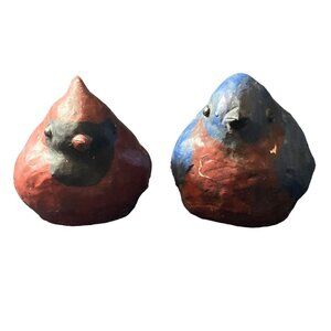 BIrds Blue Red Resin Figurines Home Decor Cardinal Bluebird 2.75"